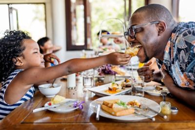 family enjoying breakfast