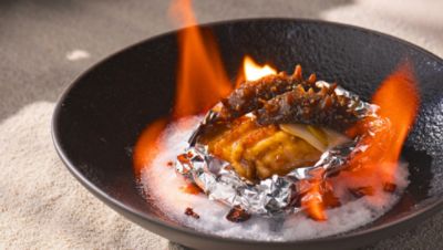 Iberico Pork Rib Kanto Sea Cucumber Leek Grilled