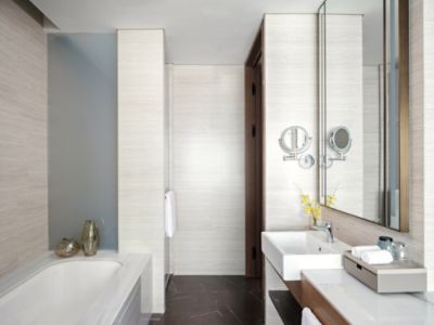 bathroom of deluxe hotel room