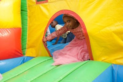 Child in bouncy castle