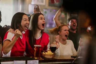Sports fans cheering