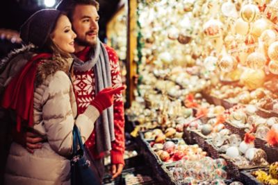 Couple at holiday market