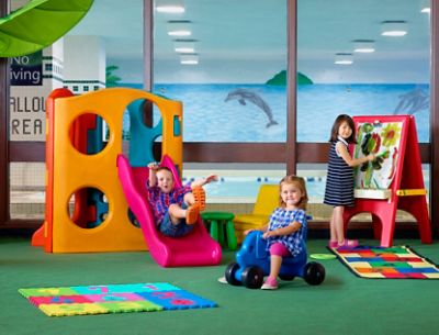 kids swimming at hotel