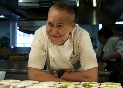 Michel Roux in kitchen