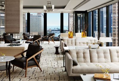 The lounge seating area at The Langham Club Lounge.