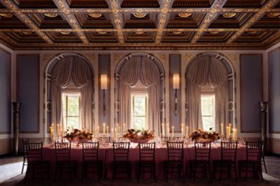 Wyeth - Wedding Venue - features two N.C. Wyeth murals, gold-coffered ceiling, and floor-to-ceiling windows.