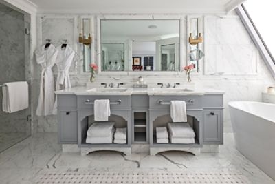 Chairman Suite Master Bath with Italian marble, double vanity and deep soaking tub