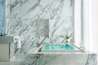 The Langham Chicago Luxury Hotel Infinity Suite Master Marble Bathroom with Bathtub