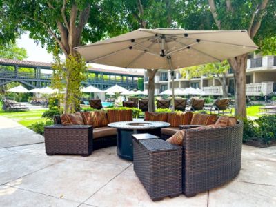 The Hideaway at The Langham, Pasadena offers poolside bites and beverages to enjoy under the California sun.
