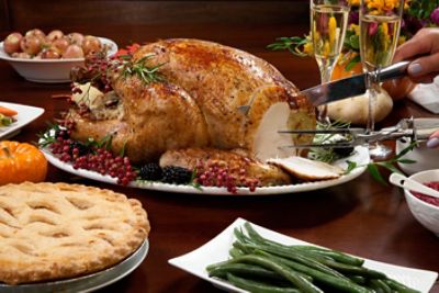 Decorative tablescape at Travelle for Thanksgiving